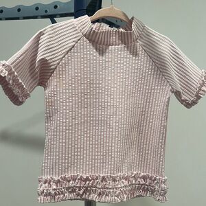 Ruffle butts pink and white bathing suit